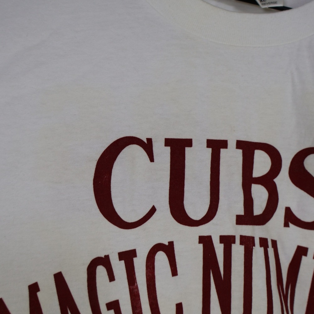 Vintage 90s Chicago Cubs Magic Number 911 T-Shirt XXL White Cotton Cubs Suck Tee - Picture 9 of 16